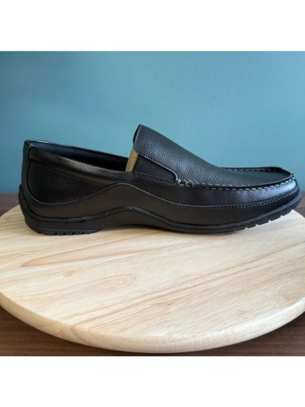Tommy Hilfiger Mens Loafers 13W Black Leather Slip-On Drivers